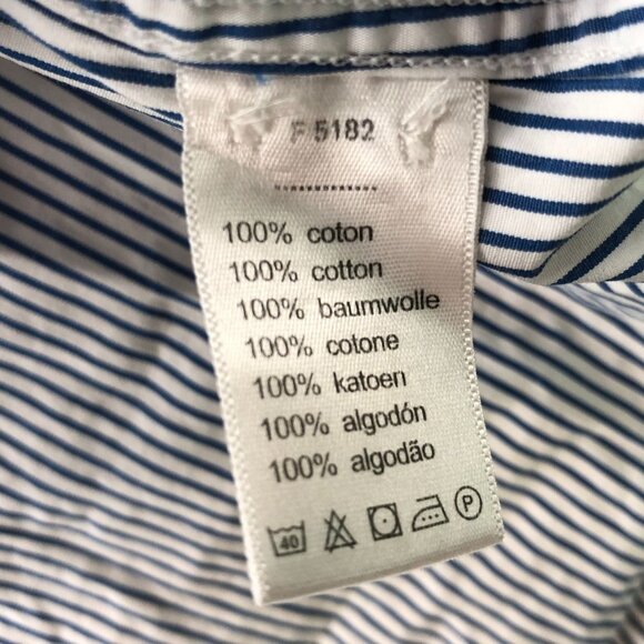 Lacoste Men's Shirt Size 42 FLAW Striped Long Sleeve Button Up Classic Blue - Picture 13 of 16